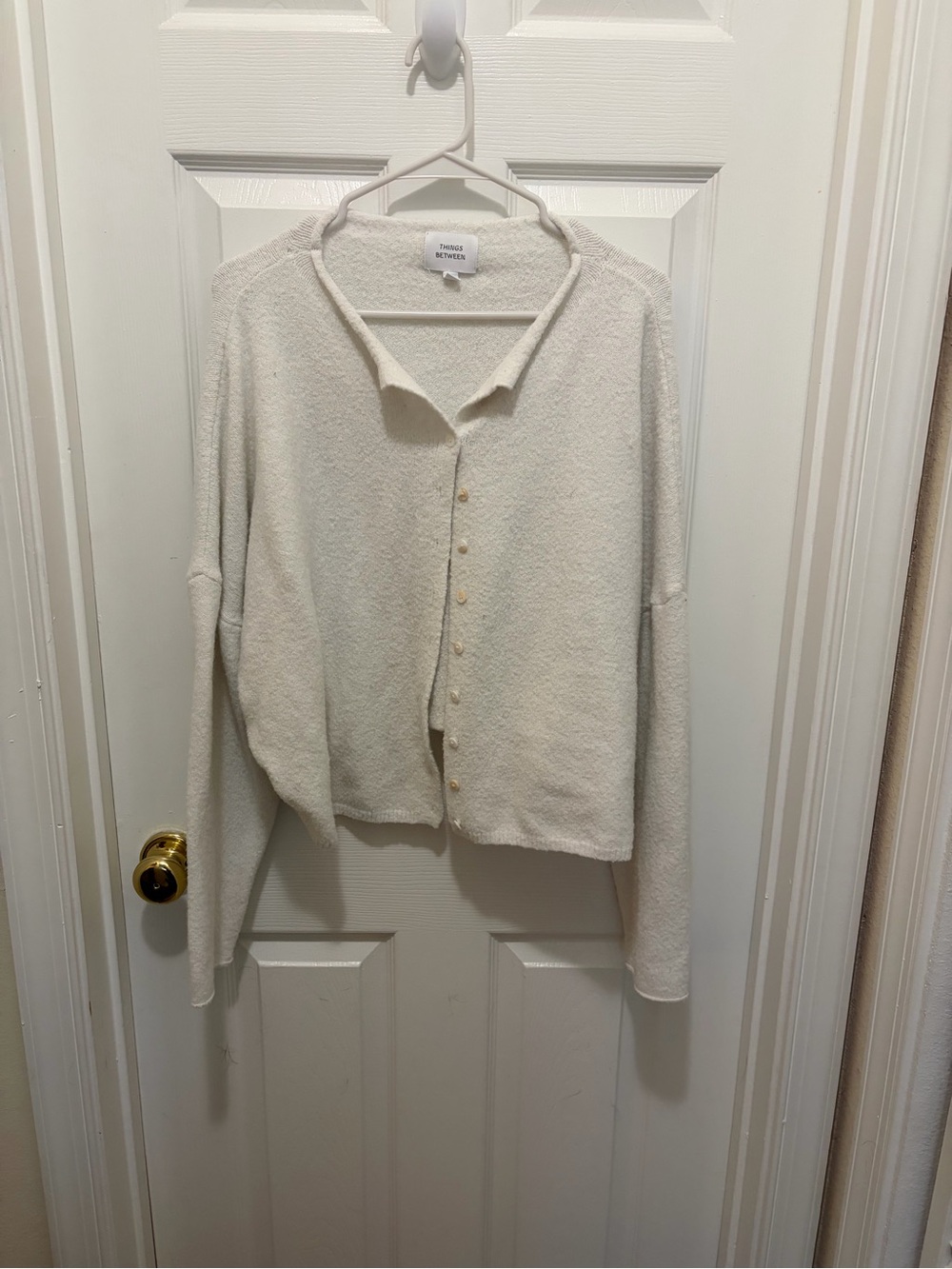 FRAME Ivory Button-Front Knit Cardigan